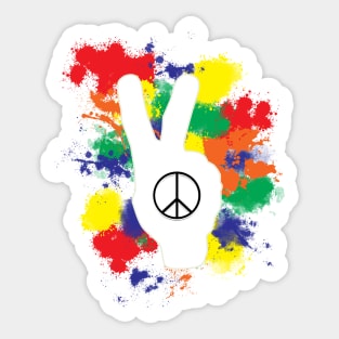 Peace Sign Hand Color Splash Sticker